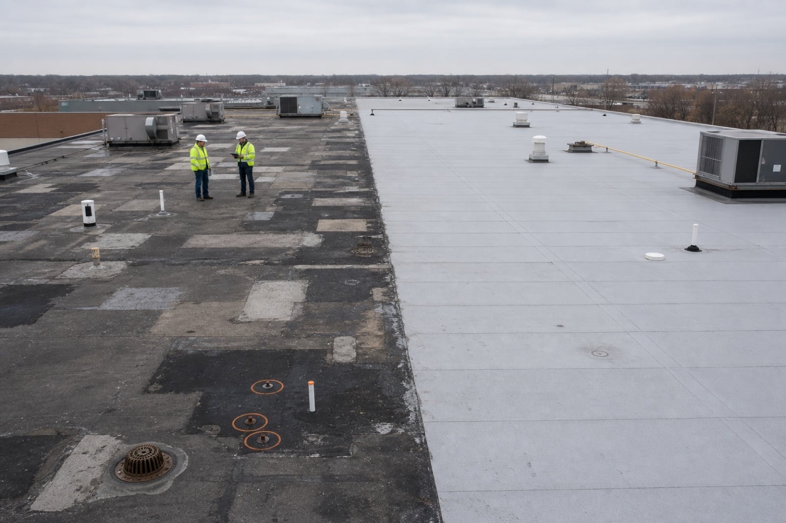 Commercial roof evaluation relevant to Itasca and Wood Dale industrial and office properties