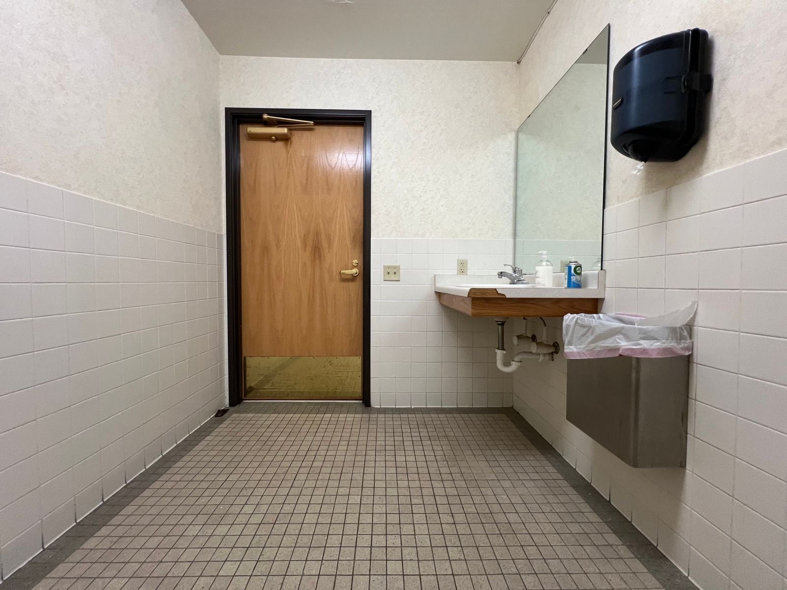 Commercial restroom ready for renovation